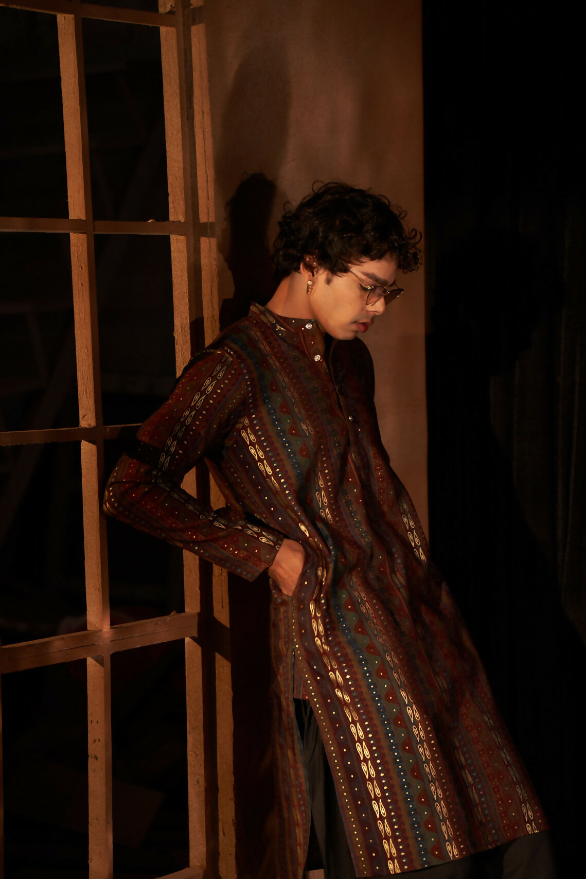 Brown Modal Silk Designer Printed Men's Kurta Set - Mahotsav