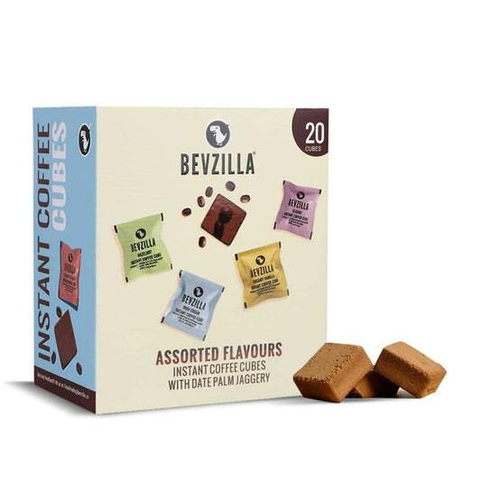 Bevzilla Assorted Flavours Instant Coffee Cubes Pack with Organic Date Palm Jaggery 