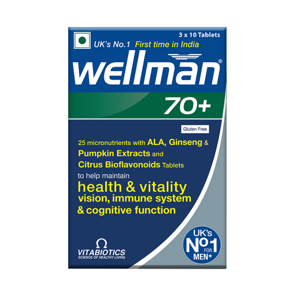Wellman 70+ UK's No.1 Multivitamin Tablets) For Men Above 70 (Pumpkin Seed Bioflavonoids, Ginseng & More 