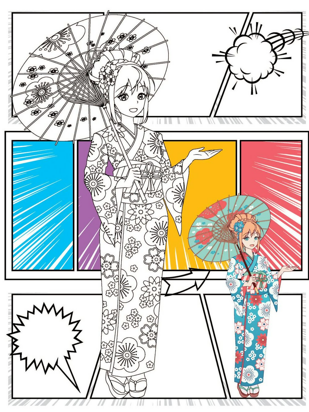 Dreamland Publications Colour Your Own Manga Book 2 With Free Manga Colouring Poster For Kids