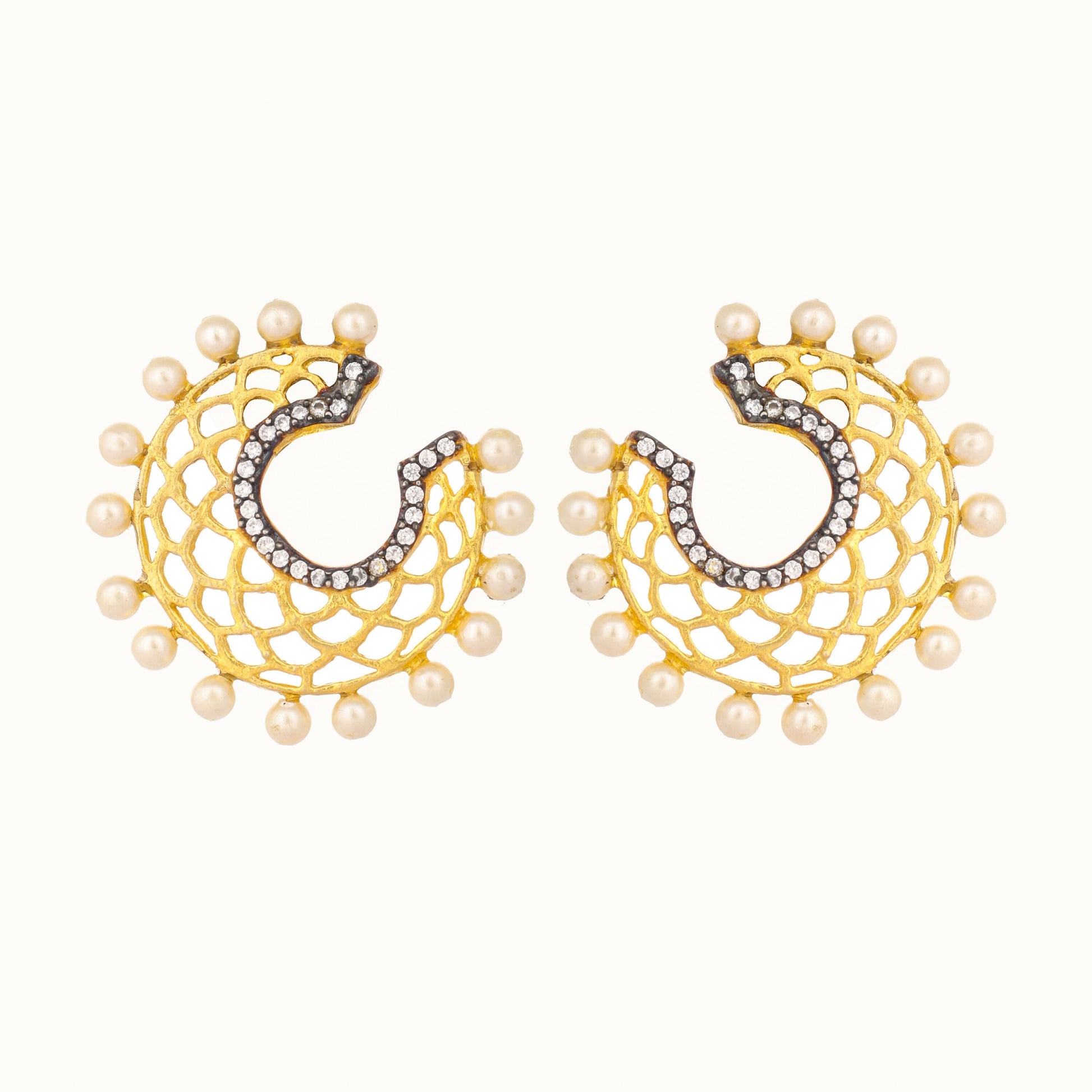 Nuyug 22K Gold Plated Celestial Filigree Earrings | Swadesiicart