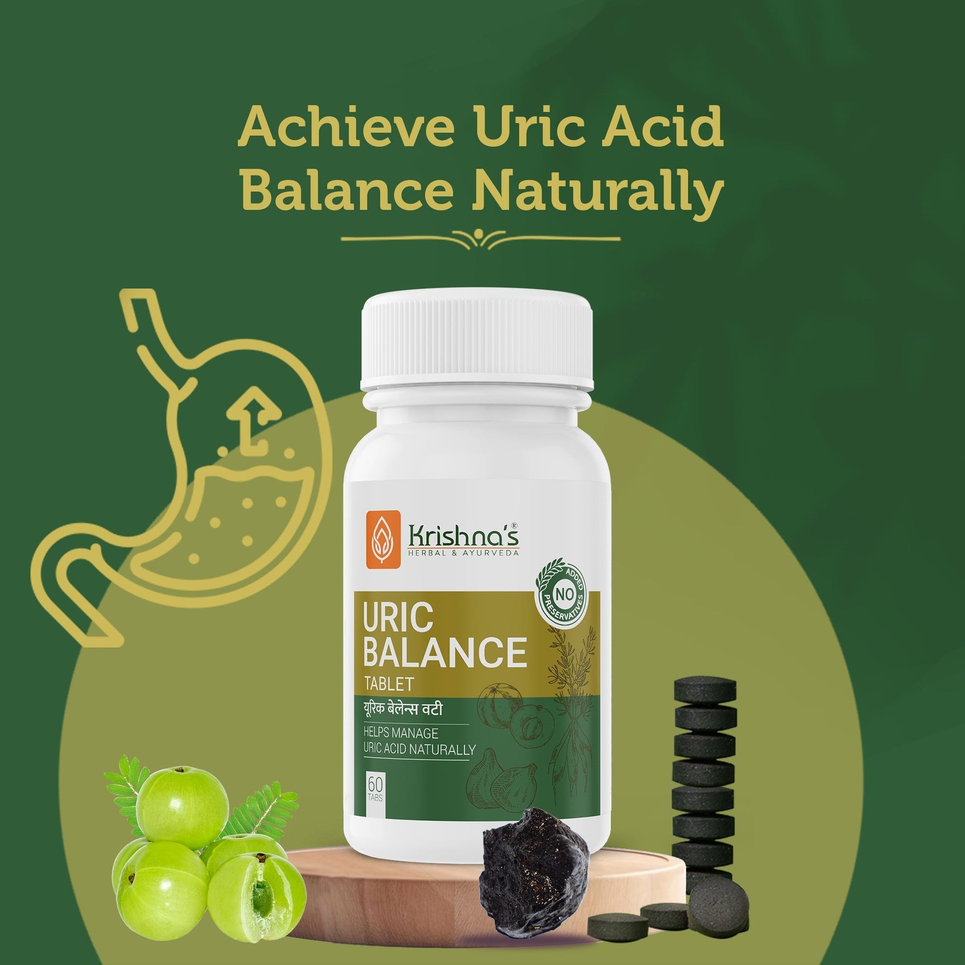 Krishna'S Herbal & Ayurveda Uric Balance Tablets 