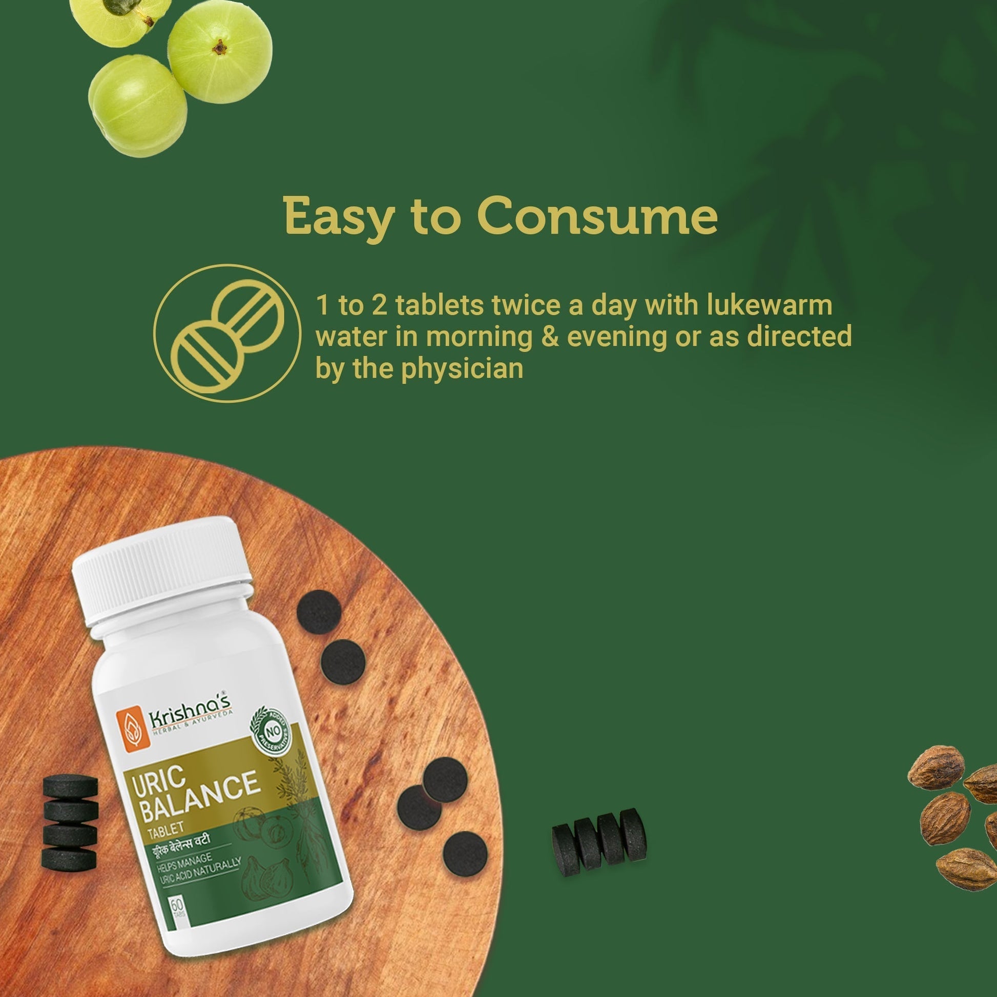 Krishna'S Herbal & Ayurveda Uric Balance Tablets 