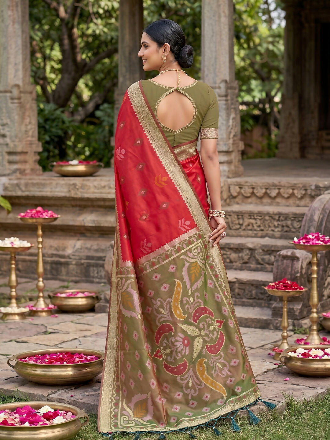 Shree Shyam Fashion Red Soft Silk Saree