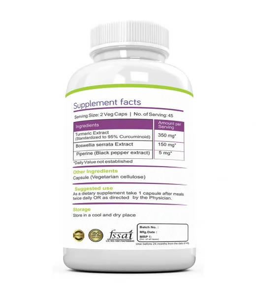 Ramini Bio Nutrition Curcumin Piperine Boswellia Veg Capsules - Grab2buy