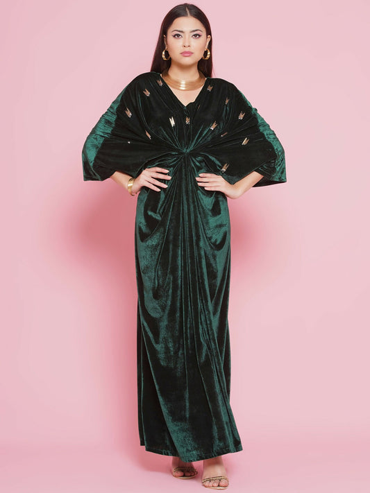 Joban Fashion Green Velvet Hand Embellished Gown