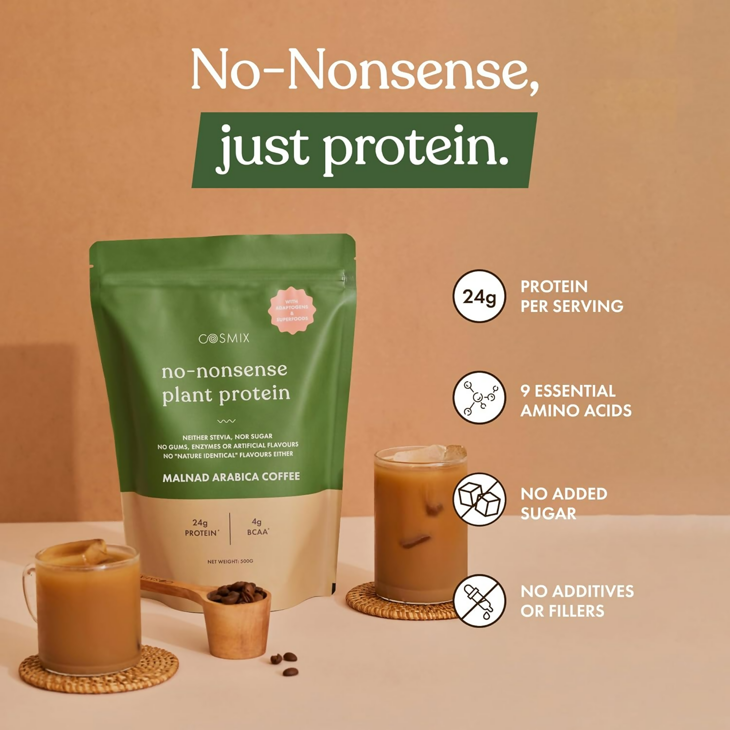 Cosmix No Nonsense Plant Protein (Malnad Arabica Coffee)  Grab2Buy Cosmix Grab2Buy