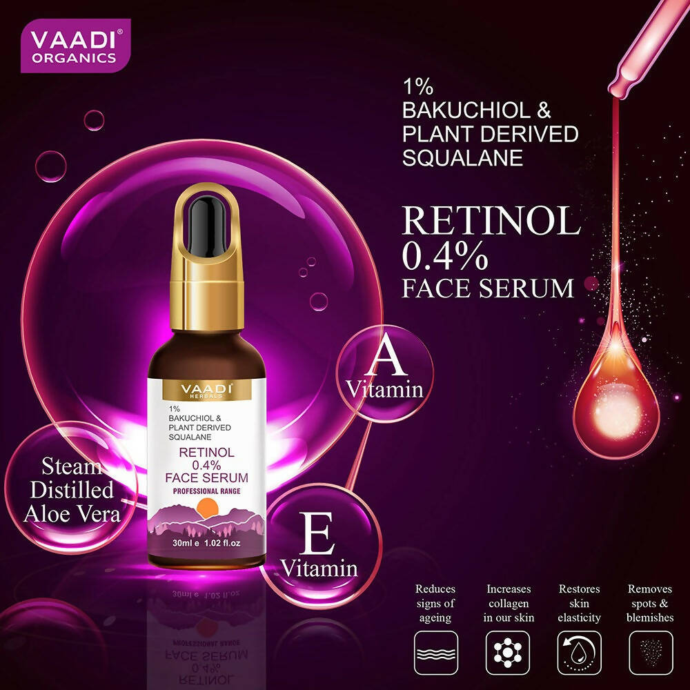 Vaadi Herbals Retinol 0.4% Face Serum With 1% Baluchiol & Plant Derived Squalane  Grab2Buy Vaadi Herbals Grab2Buy