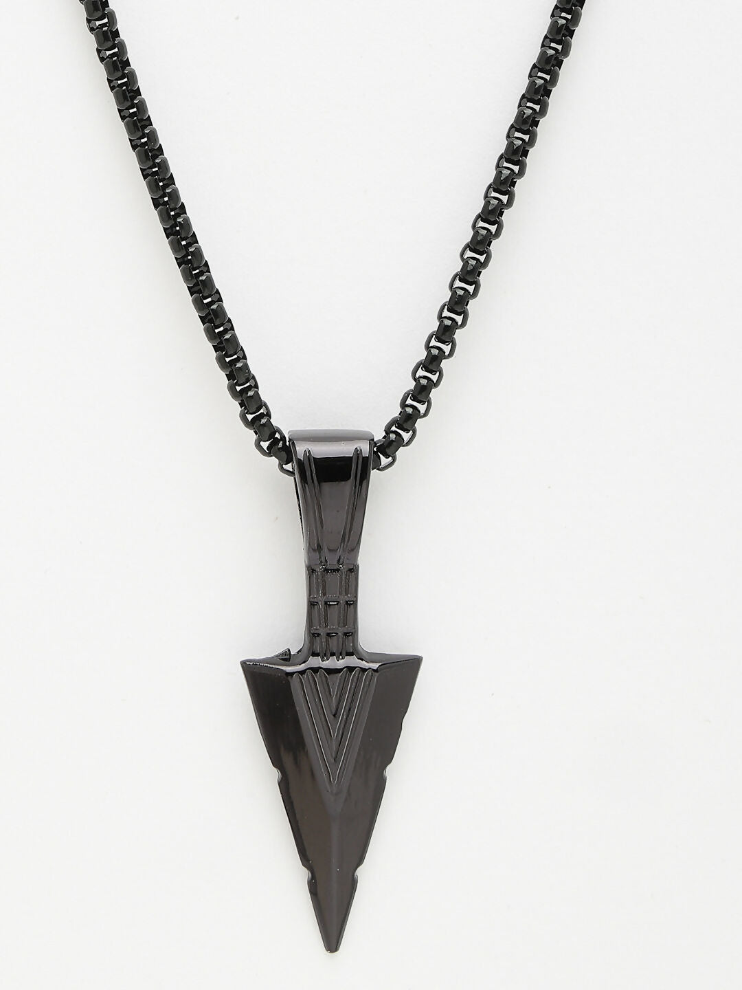 NVR Men's Set of 3 Multicolor Rhodium-Plated Arrow-Shaped Pendant With Chain 