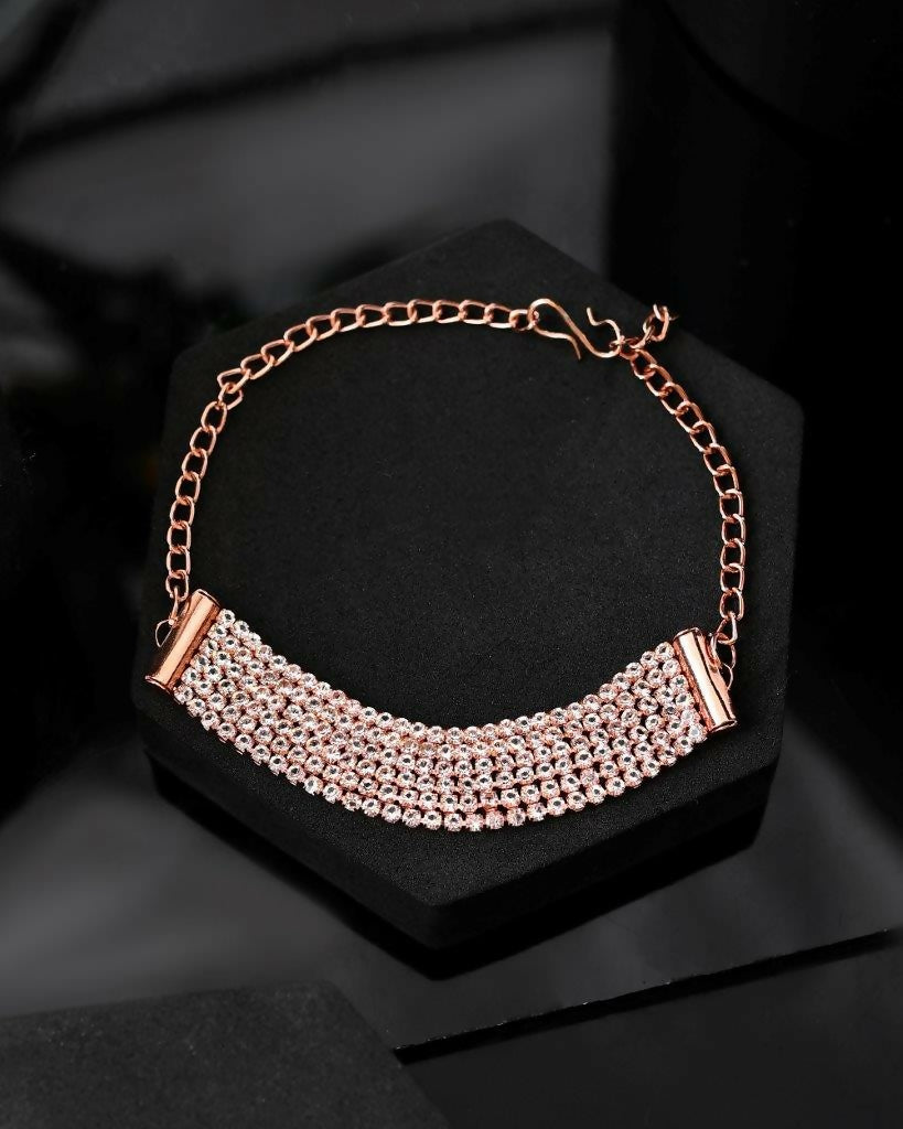 VOJ Gold-Polished AD Studded Multi Layar Charm Bracelet | Grab2Buy