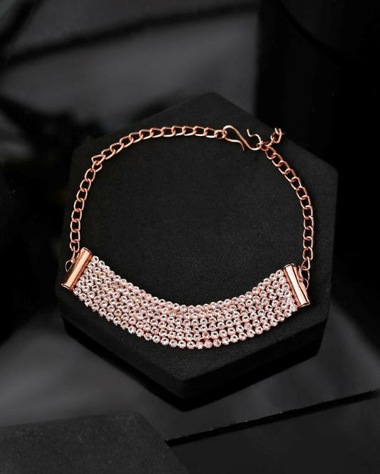VOJ Gold-Polished AD Studded Multi Layar Charm Bracelet | Grab2Buy