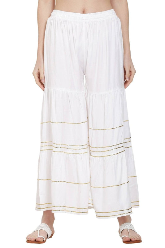 Asmaani White Color Golden Gota Patti Gharara