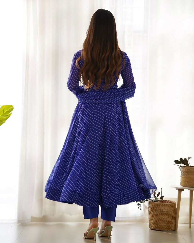 Joban Fashion Royal Blue Kurta Set Georgette Sequence Embroidery Work 