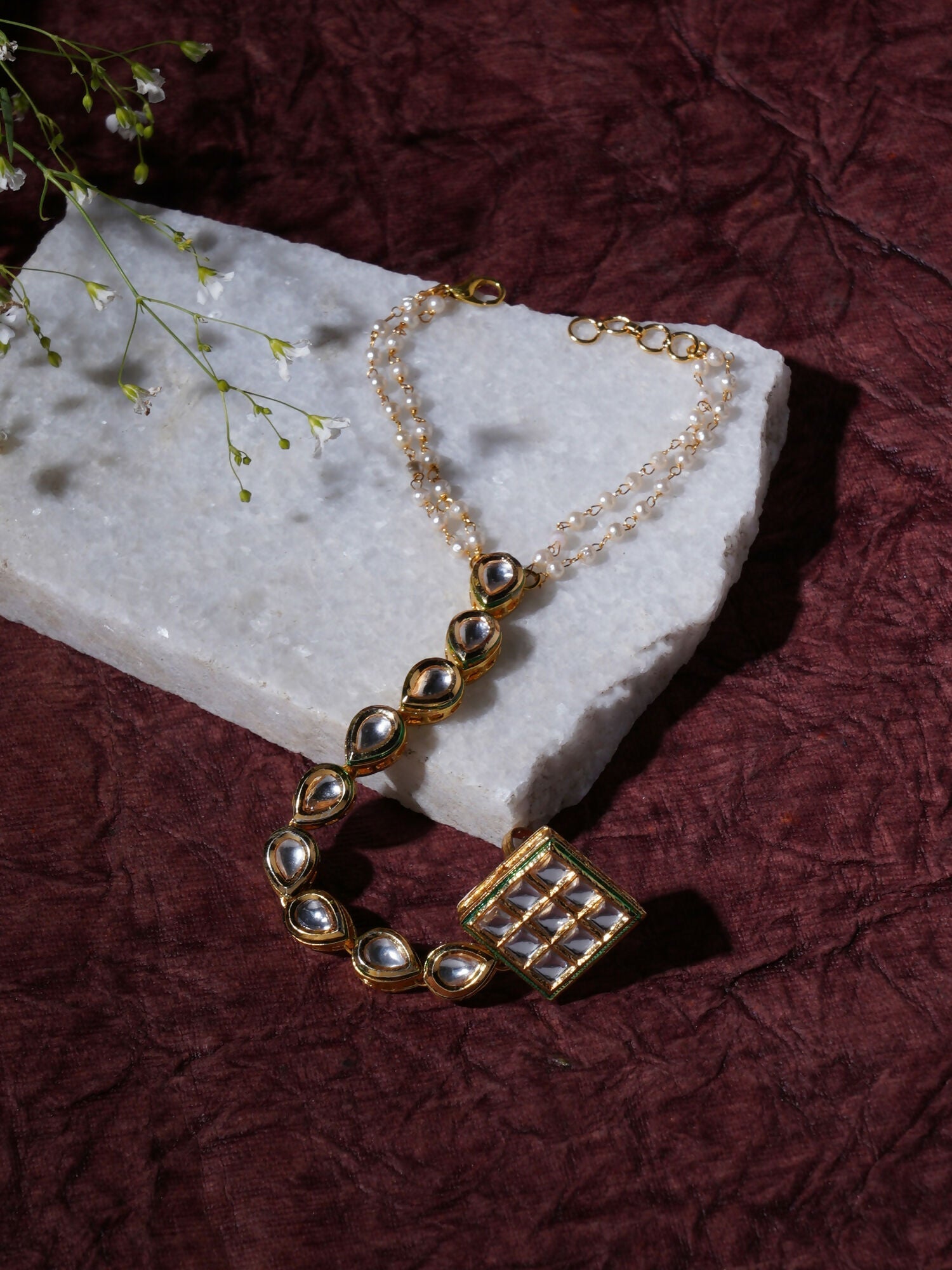 Kundan Hand Harness (gold) - Ruby Raang - Grab2buy