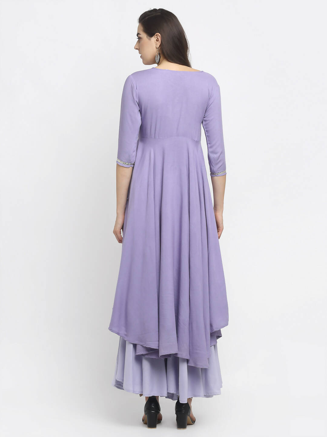 Rudra Bazaar Purple Angrakha Style Flared Kurta With Sharara