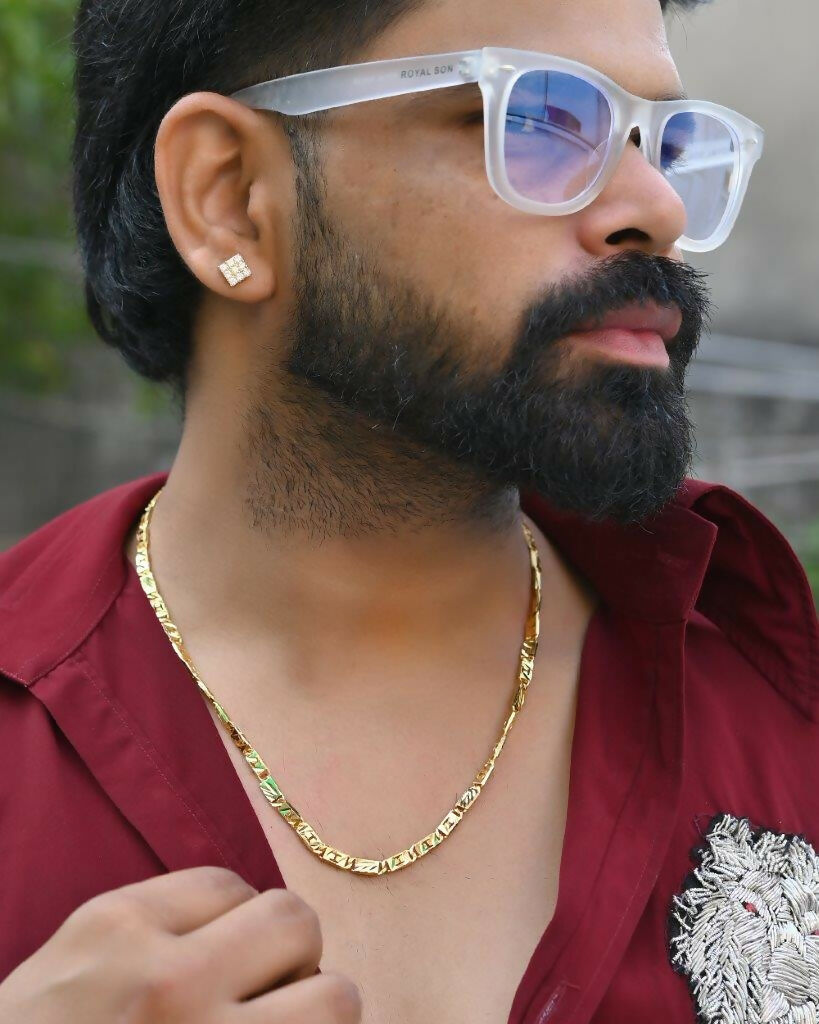 VOJ Gold-Polished Self Designed Biscuit Chain 