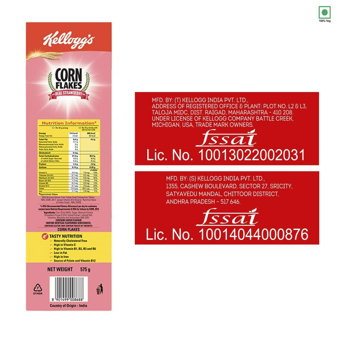 Kellogg's Corn Flakes With Real Strawberry Puree 
