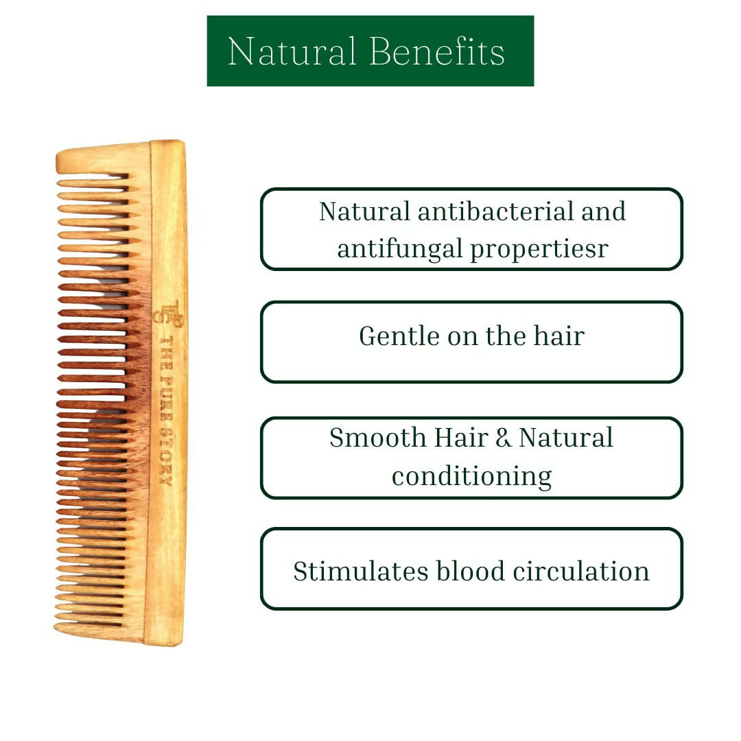 The Pure Story Oil Infused Neem Wood Dual Comb  Grab2Buy The Pure Story Grab2Buy
