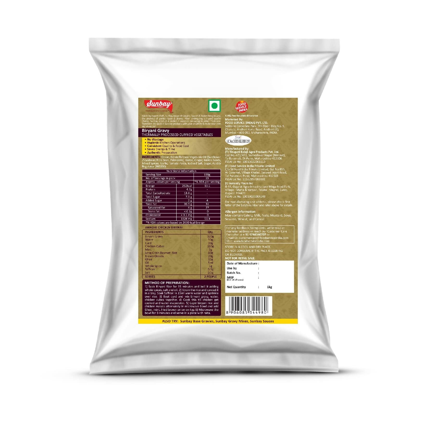 Sunbay Biryani Gravy Instant Gravy Mix - Authentic Recipe 