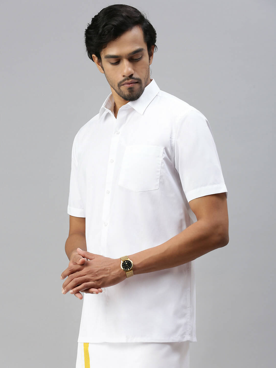Ramraj Cotton Mens Half Sleeve White Shirt Plus Size - Soft Touch Cotton 