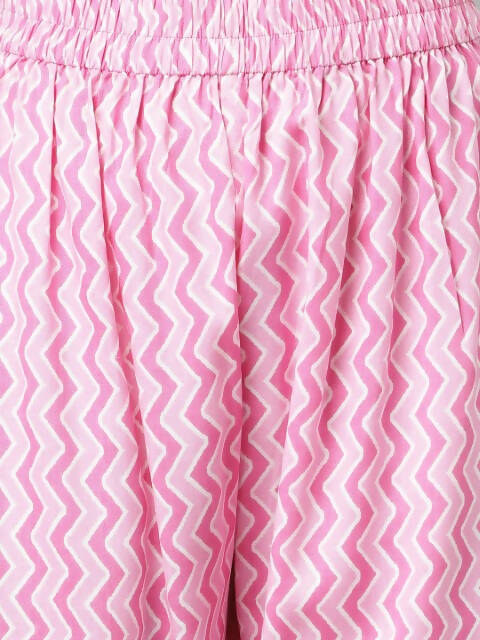 FIORRA Women's Pink Cotton A-Line Kurta Set 