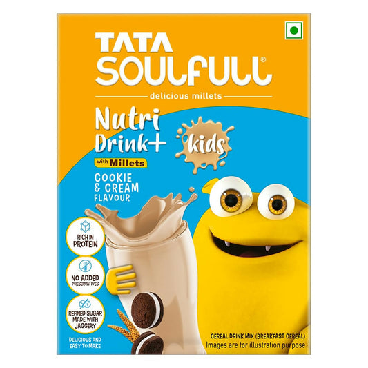 Tata Soulfull Nutri Drink+ For Kids With Millets - Cookie & Cream Flavor | Swadesiicart