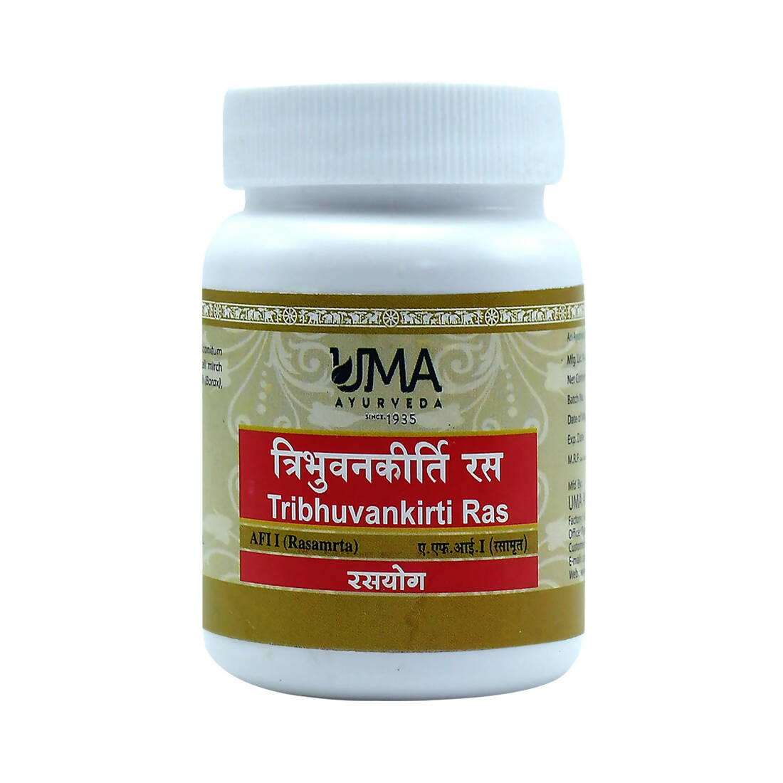 Uma Ayurveda Tribhuvan kirti Ras Tablets 