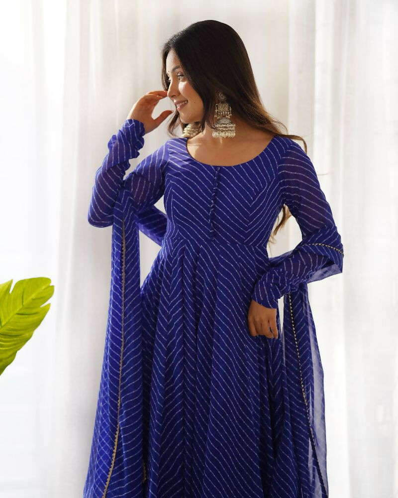Joban Fashion Royal Blue Kurta Set Georgette Sequence Embroidery Work 