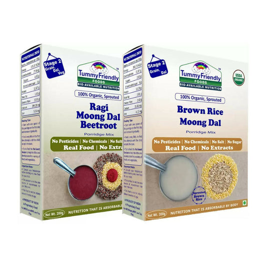 TummyFriendly Foods Certified Stage2 Ragi, Brown Rice Porridge Mixes Combo - Grab2buy