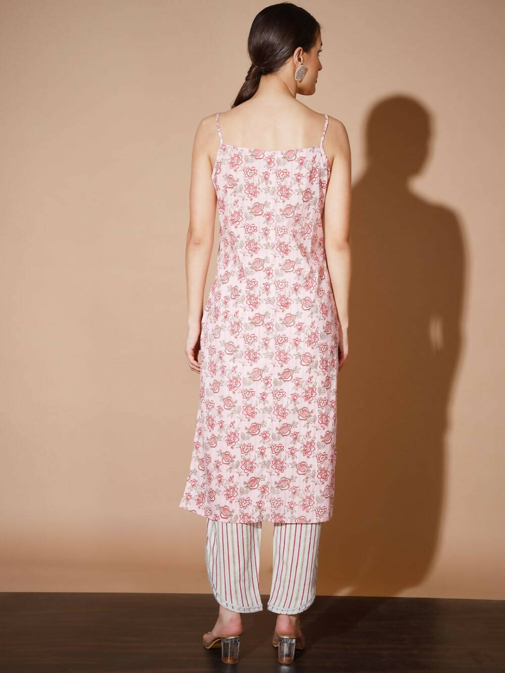 Myshka Women Pink Printed Kurta & Trousers