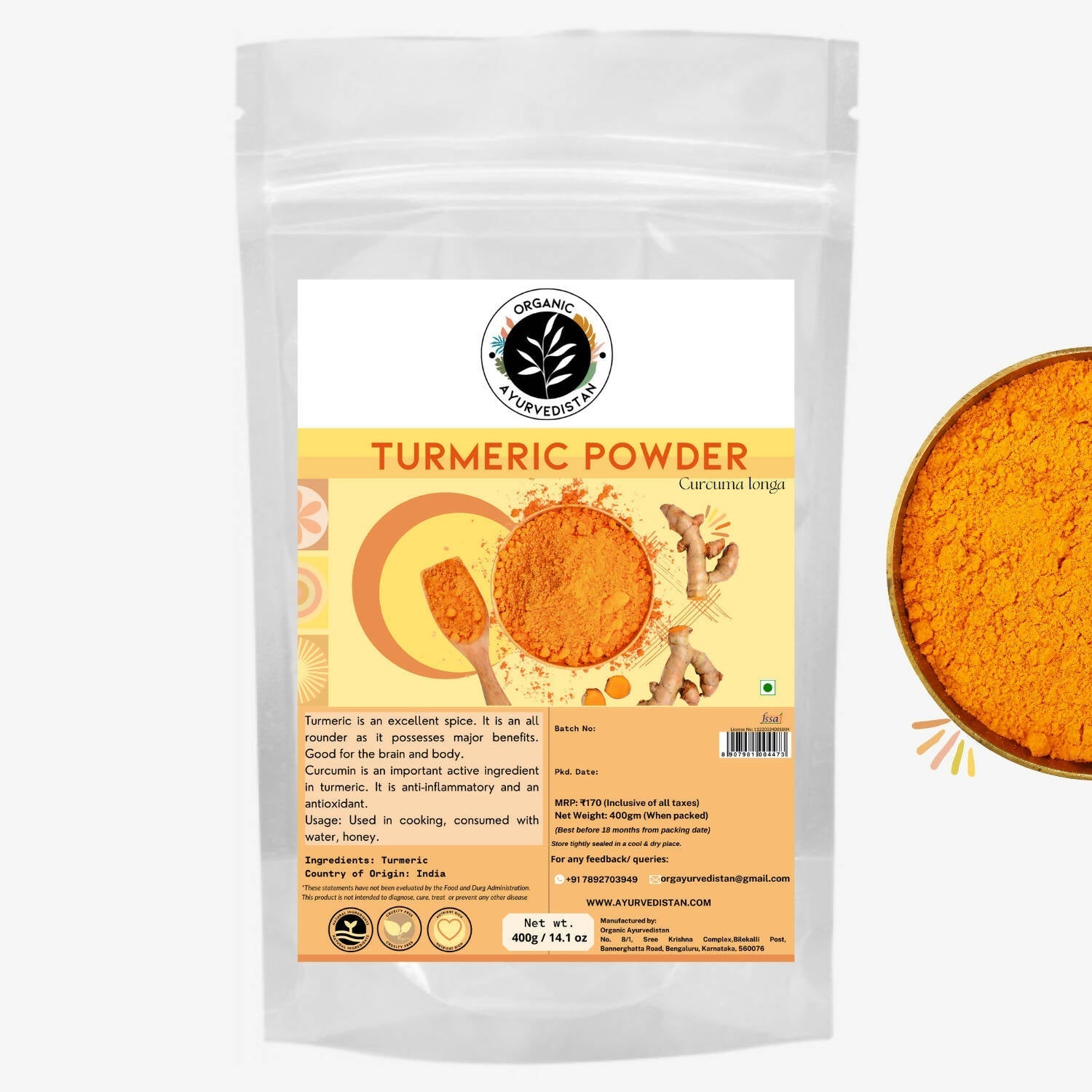 Organic Ayurvedistan Turmeric Powder 