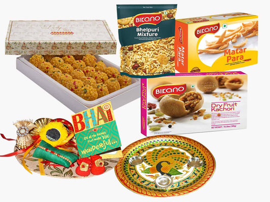 Bikanervala Tea Time Snacks Rakhi Puja Thali Hamper - Distacart