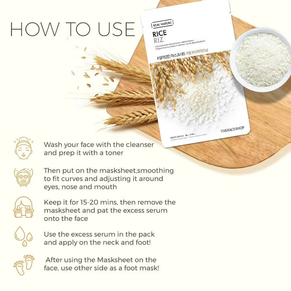 The Face Shop Real Nature Rice Face Mask - Korean Skincare 