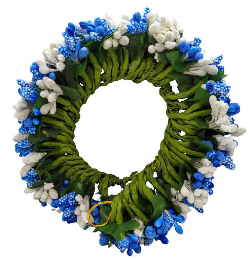 Blue & White Pollens Bridal Hair Gajra - Grab2buy