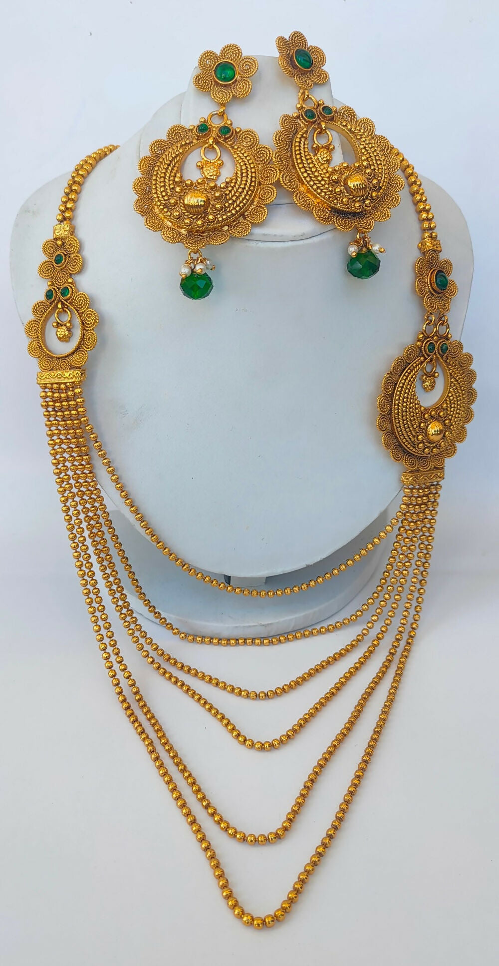 Green Kemp Layer mugappu Necklace Set - Grab2buy