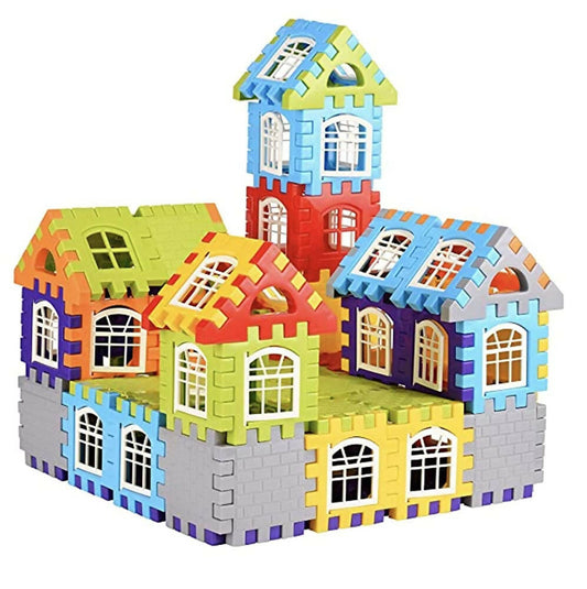 Kipa Multi Colored 72 Pcs Mega Jumbo Happy Home House Building Blocks with Attractive Windows and Smooth Rounded Edges - Building Blocks for Kids
