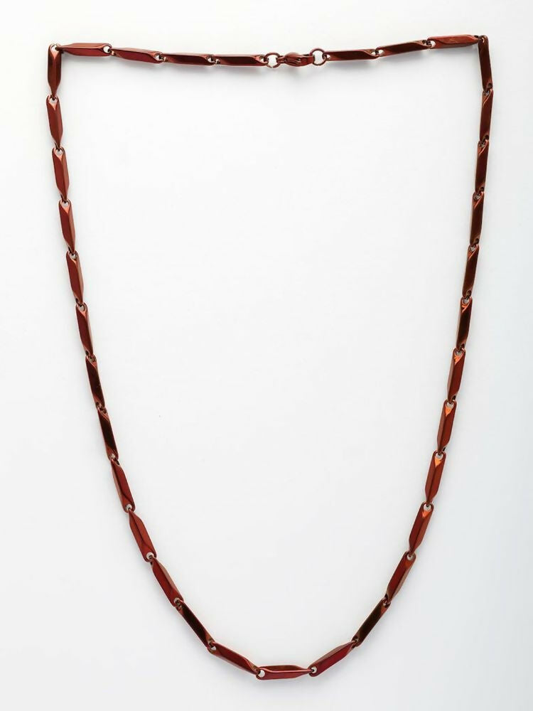 NVR Men's Handcrafted Maroon Rhodium Plated Chain