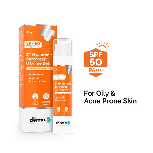 The derma co 1% Hyaluronic sunscreen oil free gel with SPF 50 & PA++++  Grab2Buy The Derma Co Grab2Buy