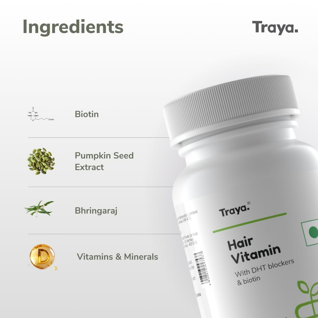 Traya Hair Vitamins with Biotin and Bhringraj Capsules  Grab2Buy Traya Grab2Buy