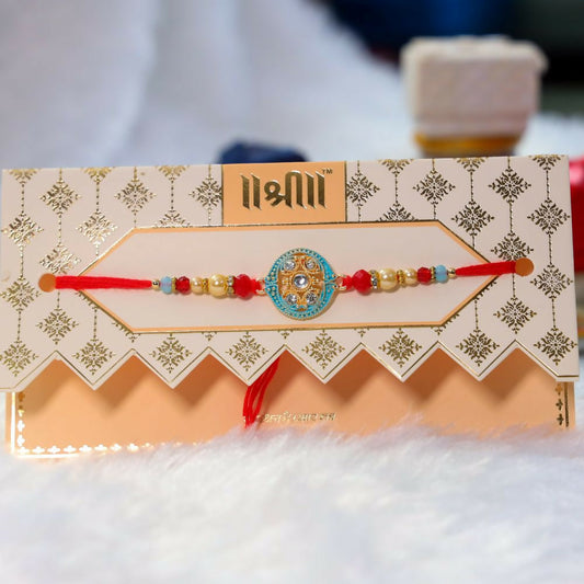 Indianvibez Kundan Work With Stone Fancy Desginer Rakhi 