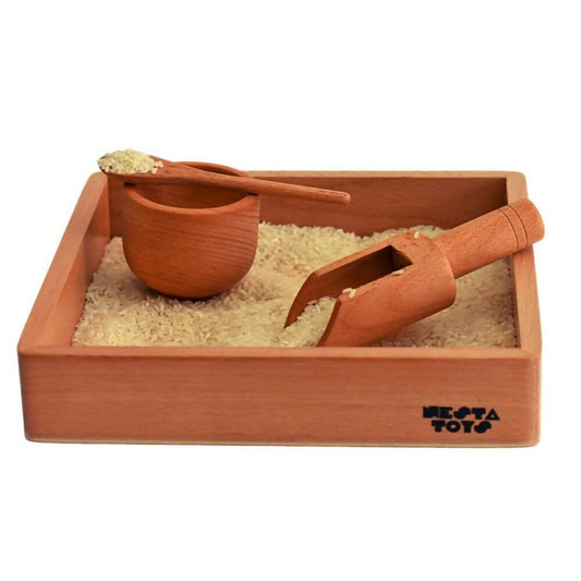 Nesta Toys Sensory Wooden Toy Set with Montessori Tray - Beech Wood - Grab2buy