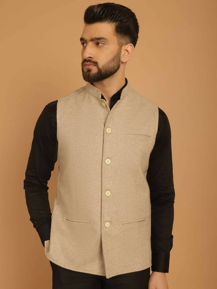 Even Apparels Pure Wool Nehru Jacket - Off White 