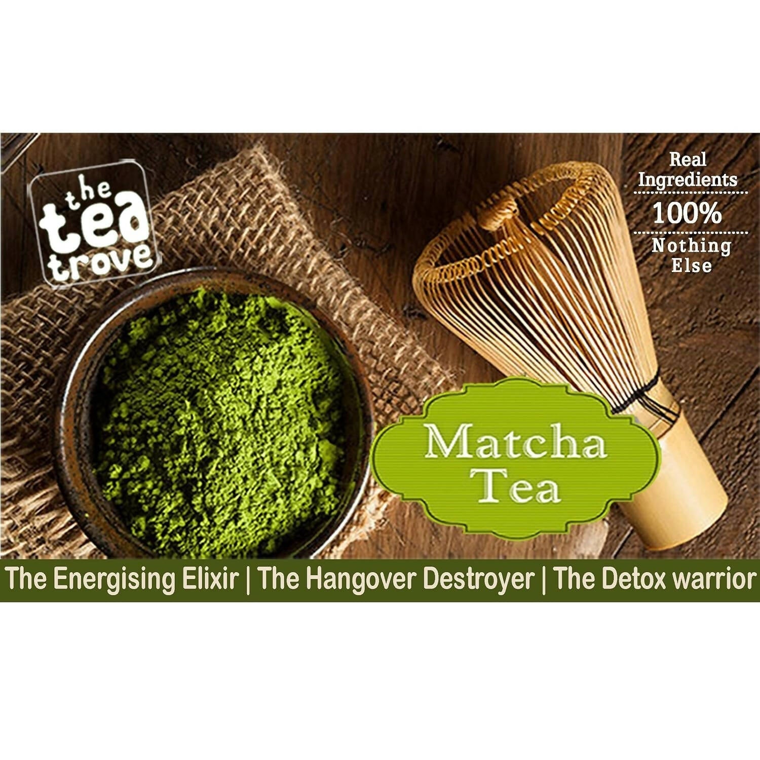 The Tea Trove Matcha Green Tea Powder - Lemon, Ginger, Matcha tea with Black Rock Salt | Swadesiicart