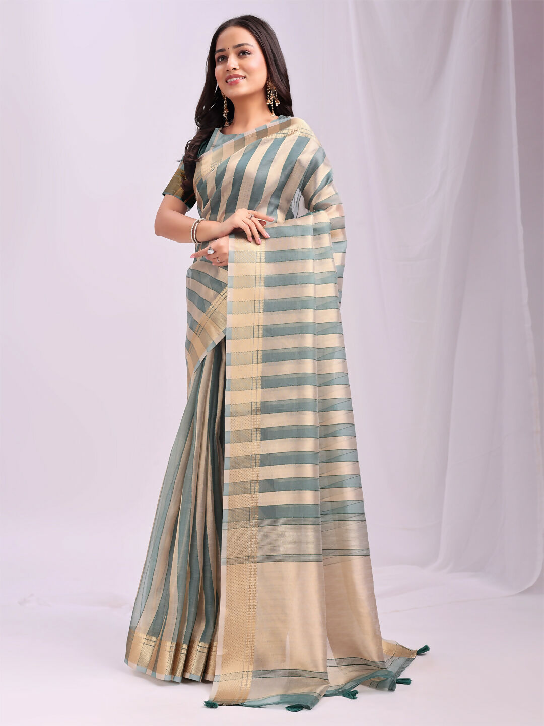 Shree Shyam Fashion Organza Green Saree
