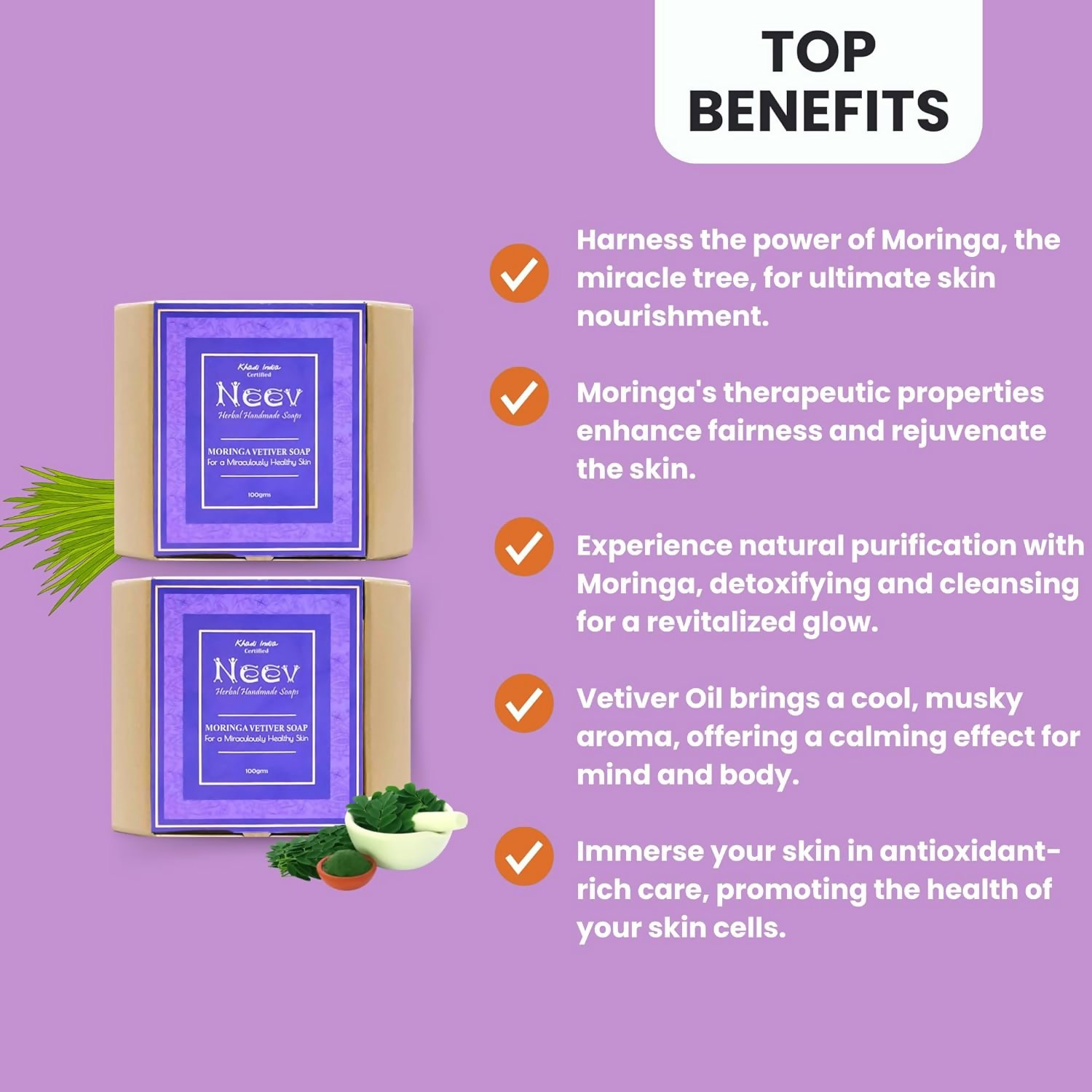 Neev Herbal Handmade Soaps Moringa Vetiver Soap