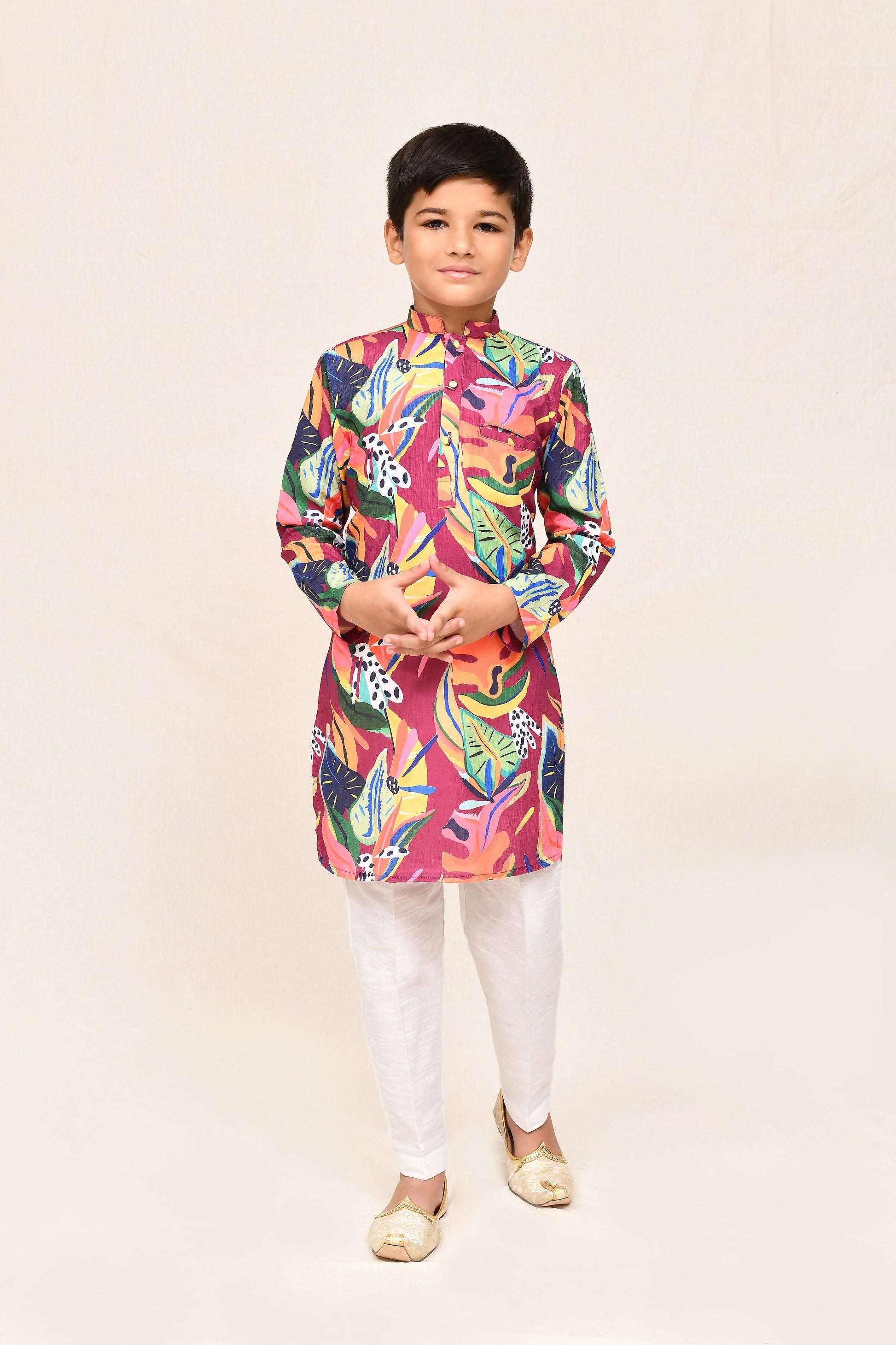 Joban Fashion Cotton Silk Multicolor Kurta With Straight Fit Pant