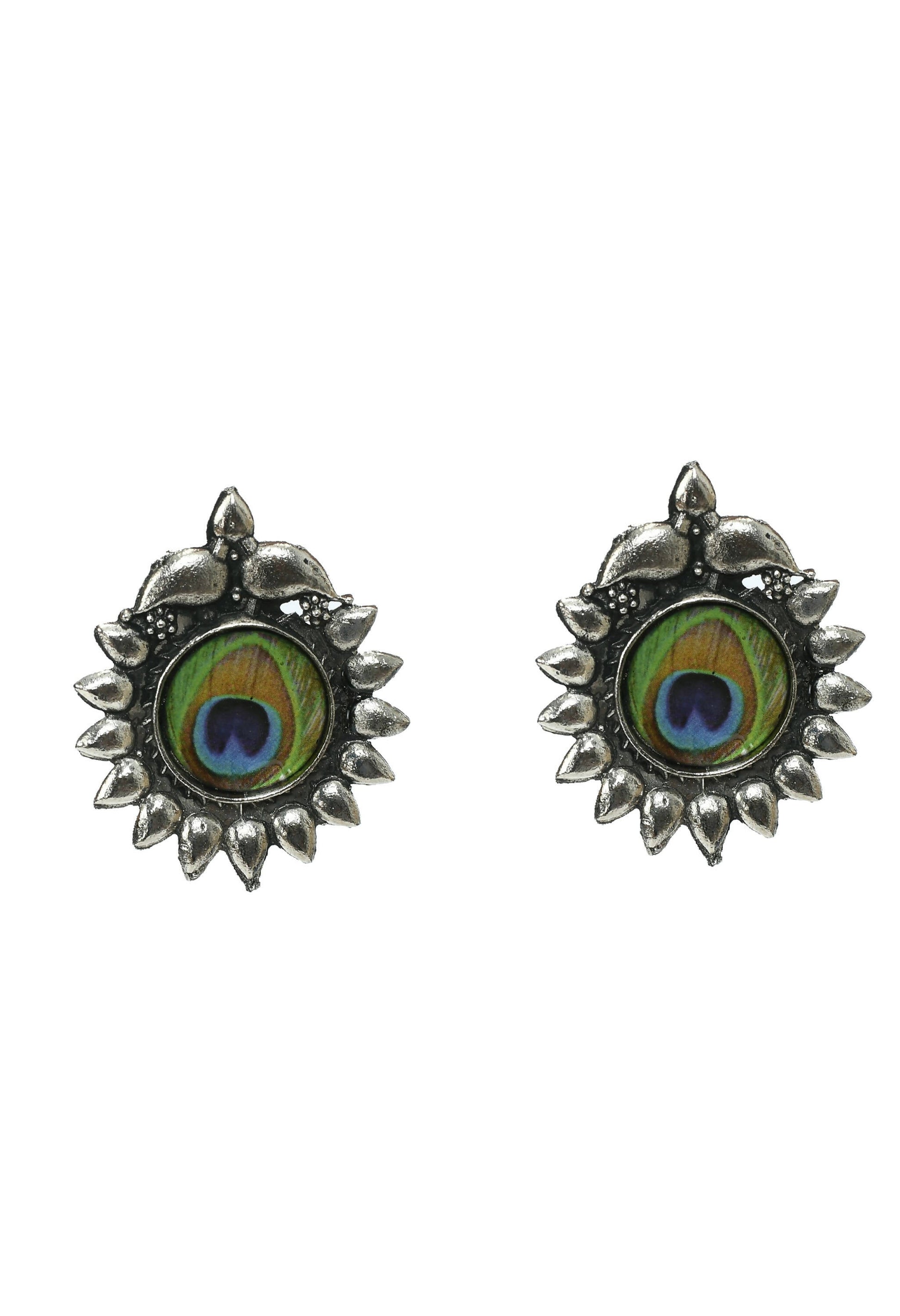 Mominos Fashion Johar Kamal Oxidised Silver-Plated Peacock Wings Work Necklace Handicraft - Grab2buy