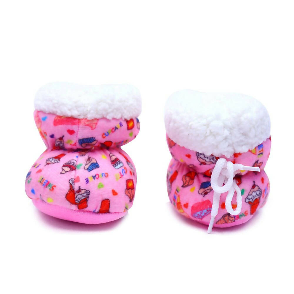Tiny Bugs Unisex Printed Winter Booties - Pink  Grab2Buy Tiny Bugs Grab2Buy