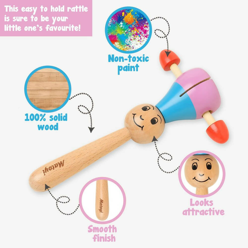 Matoyi Maraca Wooden Baby Rattle - Grab2buy