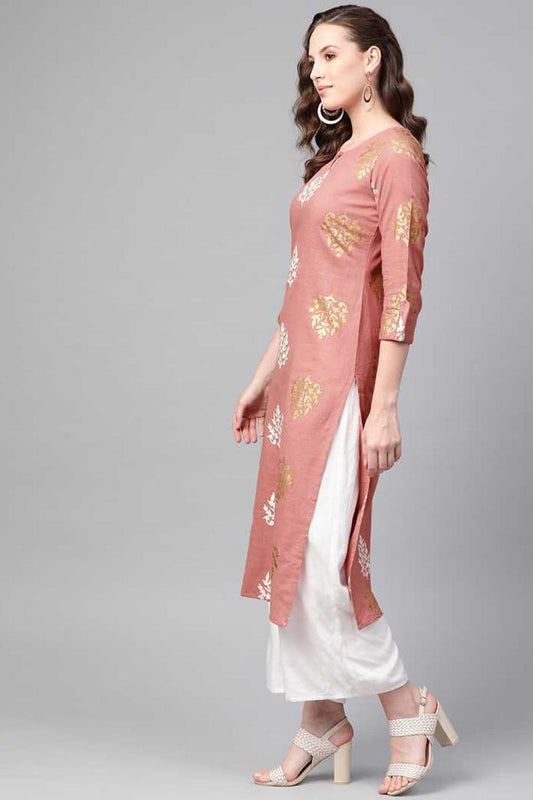Ahika Women Pink Color Printed Daily Wear Kurti